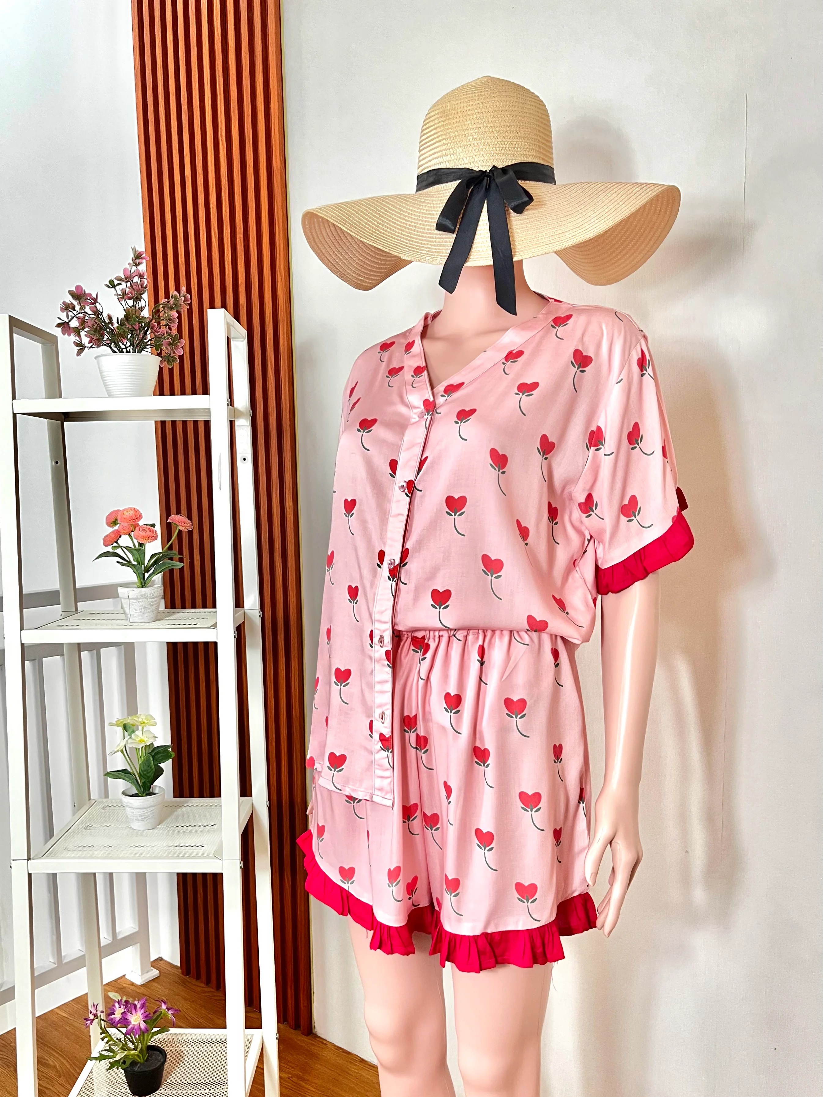 Sweetheart Pink Lounge Shorts Set